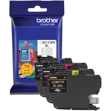 Imagem de Brother Cartucho de tinta para impressora LC30173PK de alto rendimento XL pacote com 3 cartuchos - 1 Ea: tinta ciana/magenta/amarela
