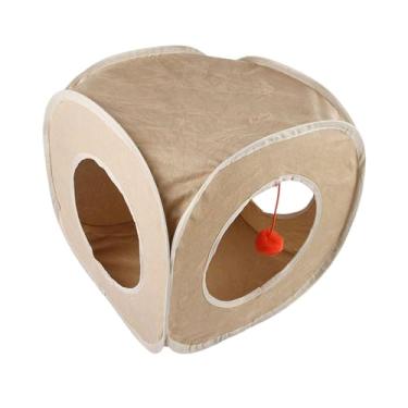 Imagem de Fenteer Brinquedos interativos da barraca da caverna do cubo do gato com bola do jogo, com furos, leve, casa do jogo do esconderijo do gato para coelhos