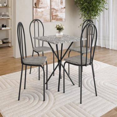 Imagem de Conjunto de Mesa com 4 Cadeiras Leia Preto / Grafiato / Ocre