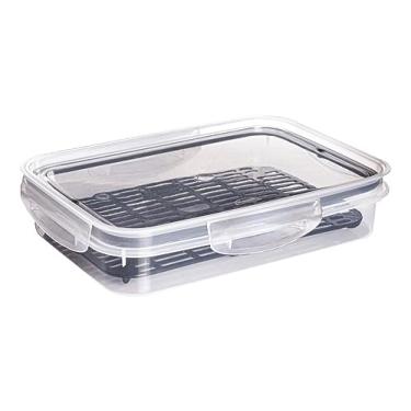 Imagem de Pote Trava Mais Retangular 1,1L C/Escorredor Plasútil