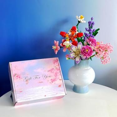 Imagem de WEAUSUP Kit de montagem de buquê de flores, 12 buquês de flores artificiais, blocos de tijolos de 1440 peças, coleção botânica para decoração de casa - presente para aniversário, Natal, aniversários