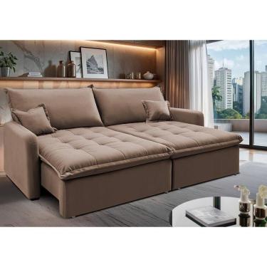 Imagem de Sofá Sem Caixa Retrátil 2,00m Softgel Luna Velusoft Castor Cama Inbox