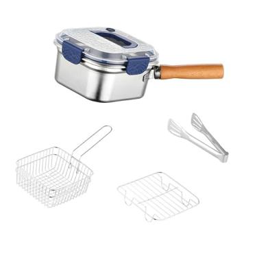 Imagem de predolo Fritadeira de aço Inoxidável para Caldo de Peixe e Camping com Cesta, Tampa Azul