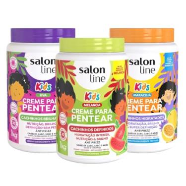 Imagem de Kit com 3 Cremes para Pentear Kids Maracujá, Uva e Melancia 1Kg Salon Line