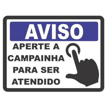 Imagem de Adesivo Placa Aperte A Campainha Para Ser Atendido 20x15cm - Jhow Ades