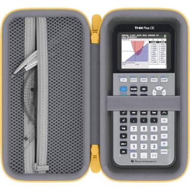 Imagem de Baval Capa para calculadora compatível com Texas Instruments TI-84 Plus CE/TI-84 Plus/TI-Nspire CX II CAS/TI-Nspire CX II/TI-83 Plus/TI-89 Calculadora gráfica colorida de titânio (caixa cinza, zíper