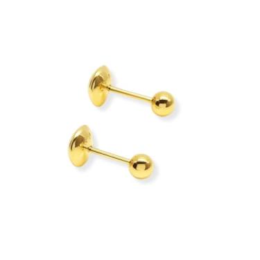 Imagem de Brinco Bolinha 3mm Infantil Cor:Dourado