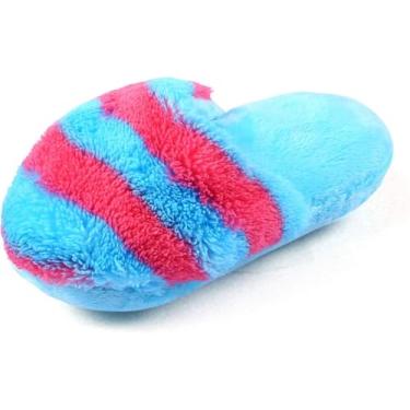 Imagem de Jizlan 1 chinelo azul fofo para animais de estimação, cachorrinho, gato, forma de pantufa, som para animais de estimação, brinquedos de mastigar, brinquedos de pelúcia para limpeza de dentes