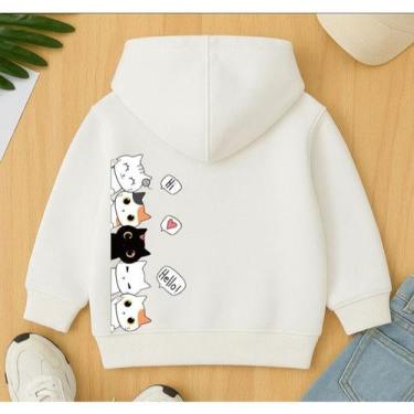 Imagem de Moletom Agasalho Infantil Feminino Gatinhos Costas Estampa Fofa Frente