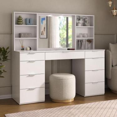 Imagem de Penteadeira 9 Gavetas com Espelho e Led 8402 Branco - Foscarini