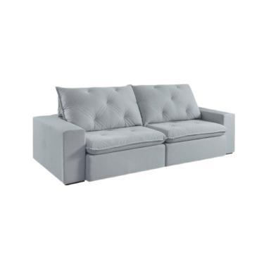 Imagem de Sofá 4 Lugares Retrátil e Reclinável Jump Linho Cinza Claro - Estofart