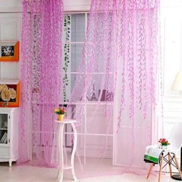 Imagem de Cortina Folha 3 D Em Tule Lilás - Modinha Fashion