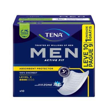 Imagem de Absorvente Protetor Masculino Tena Men Active Fit Level 2 Médio 10 Unidades