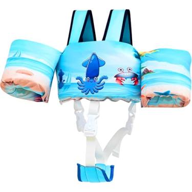 Imagem de Colete de natação infantil, boias infantis para meninos e meninas de 10 a 29,9 kg, colete de natação infantil removível com alça de virilha e arnês de ombro, asas de braço para bebês de 2 3, 4, 5, 6 7