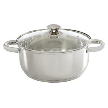 Imagem de Ecolution Panela de aço inoxidável, panela encapsulada pronta para indução com tampa de vidro, segura para forno, pote de sopa lavável na lava-louças, 5 litros