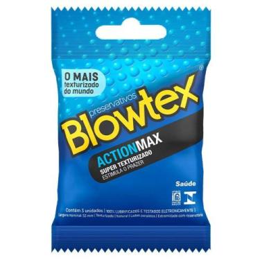 Imagem de Preservativo Blowtex Lubrificado Action Max - 12 Pacotes com 3 Unidade