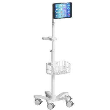 Imagem de Likaymo Carrinho de carrinho médico, suporte de carrinho de monitor médico, carrinho com rodinhas ajustável em altura com cesta de armazenamento para hospital, salão de beleza