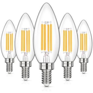 Imagem de Lâmpadas LED Chandelier GGOYING 4W 2700K E12 Candle, pacote com 5