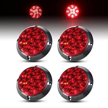 Imagem de Ledvillage 4 peças, lâmpada vermelha redonda de 10 cm, 12 lâmpadas de liberação de LED, trailer, freio, parada de estacionamento, luzes traseiras para caminhão, caravana, caminhão, ônibus, trator
