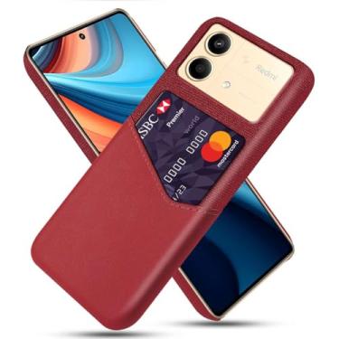 Imagem de Capa para Xiaomi Redmi Note 13R PRO,Tela e tampa de couro PU,Antideslizante,360°cobertura completa à prova de choque com 1 slot de cartão atrás,Prevenção de queda-Red