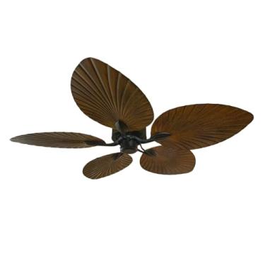 Imagem de Ventilador de Teto Decorativo com Pás Estilo Folha Ideal para Sala, Varanda, Área Gourmet e Ambientes Sofisticados