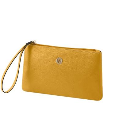 Imagem de Bolsa Carteira Clutch Feminina de Couro Bovino Legítimo c/Fechamento em Zíper Mariart Cambará (Açafrão)