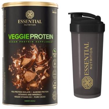 Imagem de Veggie Whey Protein - Essential Nutrition - Chocolate (cacao) + Coqueteleira (Proteína Isolada vegana/vegetariana)