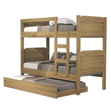 Imagem de Beliche Solteiro Reforçada com Cama Auxiliar e Escada 100% MDF Várias 