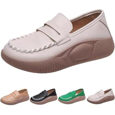 Imagem de Sapatos Lurebest Para Mulheres,lofers Corretivos De Couro Puro Com Sola Macia,mocassins Leves Slip On Sapatos De Caminhada Confortáveis