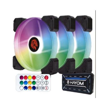 Imagem de Kit Fan Hayom 12X12CM - FC1306 3 unidades com controladora inclusa Black