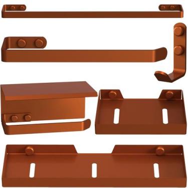 Imagem de Kit Acessórios Para Banheiro 6 Peças Rose Gold UN MAX - Unidas Store