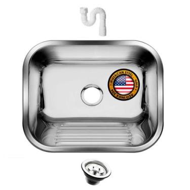 Imagem de Tanque Inox American Steel 50X40 30L Inox 304 + Válvula Lavanderia - A