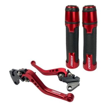 Imagem de Kit Manete E Manopla Moto Ybr Factor 125 Lona - Stark Race, Vermelho
