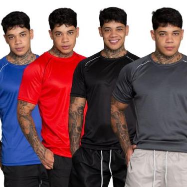 Imagem de Kit 4 Camiseta Esportiva Masculina Dry Fit - DMB MODA, Azl vrmlh prto 
