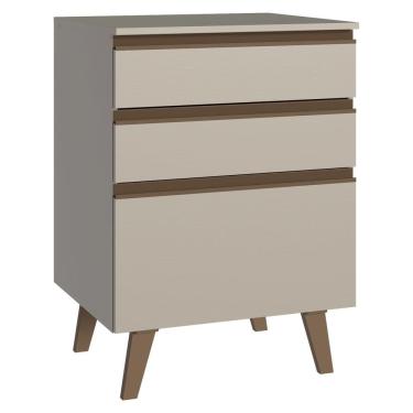Imagem de Balcão De Cozinha 60 Cm 3 Gavetas Com Pés Nice Madesa Crema