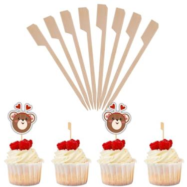 Imagem de Espetos de bambu para palitos de aperitivos – (pacote com 1.000 / 8,8 cm) Espetos de madeira ecológicos e palitos de bambu para aperitivos, comida, sanduíche, frutas, kabobs, bebidas, coquetéis