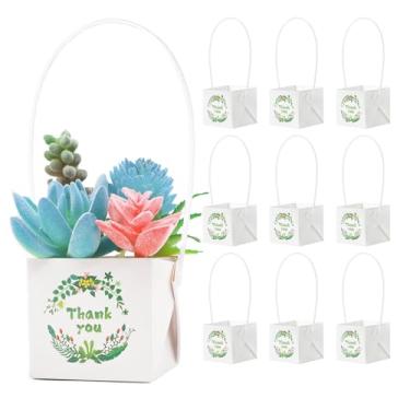 Imagem de ALLWSLucky 50 peças de embrulho de suculentas Thank You, serve para vasos de 5 cm com alça de plástico, manga de papel kraft, etiquetas de suculentas para ideias de lembrancinhas de festa no chuveiro