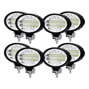 Imagem de 8 Farol Led 12v24v Oval 144w Forte Trator Colheitadeira Jeep