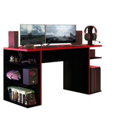 Imagem de Mesa Computador Gamer Madesa, Preto e Vermelho - 9409