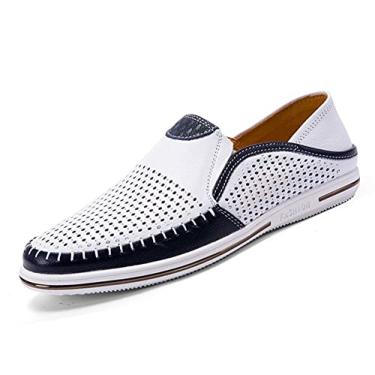 Imagem de mitvr Sapatos Masculinos Mocassins De Couro Legítimo Da Moda, Calçados Casuais E Macios Para Dirigir No Verão, Brancos - 1,43 Eu = 9,5 M Eua