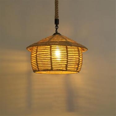 Imagem de Contemporâneo Corda De Cânhamo Restaurante Lâmpada Pendente Estilo Industrial Retro Internet Café Bar Quarto Roupa Loja Balcão Bar Candelabro (C D35CM)