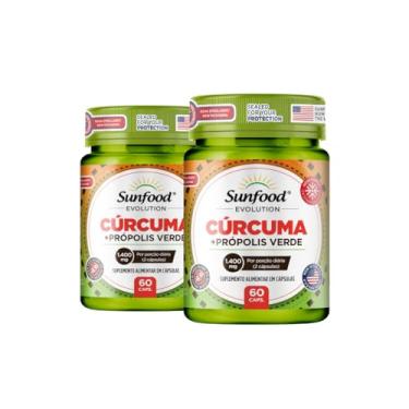 Imagem de KIT 02 CÚRCUMA + PROPOLIS VERDE 1.400MG 60 CAPSULAS - SUNFOOD EVOLUTION
