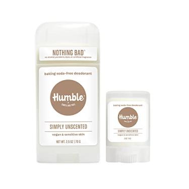 Imagem de Humble Desodorante em bastão natural sem alumínio vegano para pele sensível, desodorante sensível, embalagem completa e de viagem