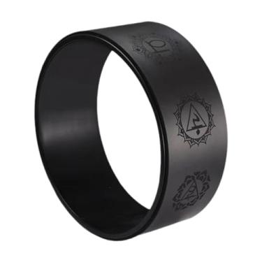 Imagem de KiBcsLic Roda de ioga para exercícios de flexão para trás, rolo de 12,2 polegadas, massagem antiderrapante, anel de pilates, roda de alongamento para flexões, Preto