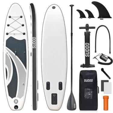 Imagem de SUDOO Prancha De Stand Up Paddle Inflável 10'X30 X6 Prancha De Stand Up Paddle Ultraleve Para Adultos E Jovens Com Mochila, Bomba, Remo, Trela De Bobina, Barbatanas Triplas, Kit De Reparo