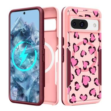 Imagem de LISEVO Capa para Google Pixel 8A de 6,1 polegadas - [Compatível com MagSafe] Capa protetora magnética fofa feminina engraçada exclusiva feminina leopardo resistente à prova de choque para capas de