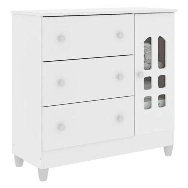 Imagem de Cômoda Infantil New Selena Com Porta Branco Brilho – Carolina