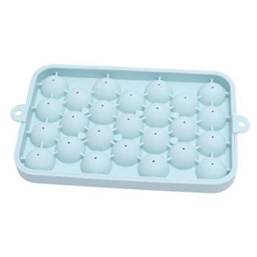 Imagem de Bandeja de esfera de gelo redonda de silicone Fácil liberação 25 grade Mol da fabricante de bolas de gelo com tampa para coquetéis Coffee Bars Festas Material Durável de (Azul)