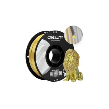 Imagem de Filamento Creality para Impressoras 3D, 1,75mm, CR-Silk PLA - 1KG Bi Color (Ouro/Prata) Alta elasticidade, transparencia e textura macia. Delicado e Brilhante, Toque sedoso