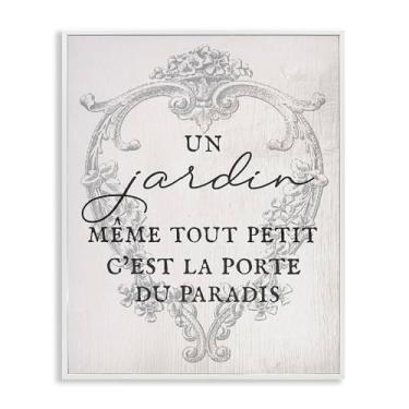 Imagem de Stupell Industries Frase francesa com borda vintage moldura branca giclée design de arte por Lil' Rue, 20 x 16